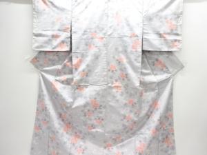 未使用品　草花模様織り出し手織り紬着物